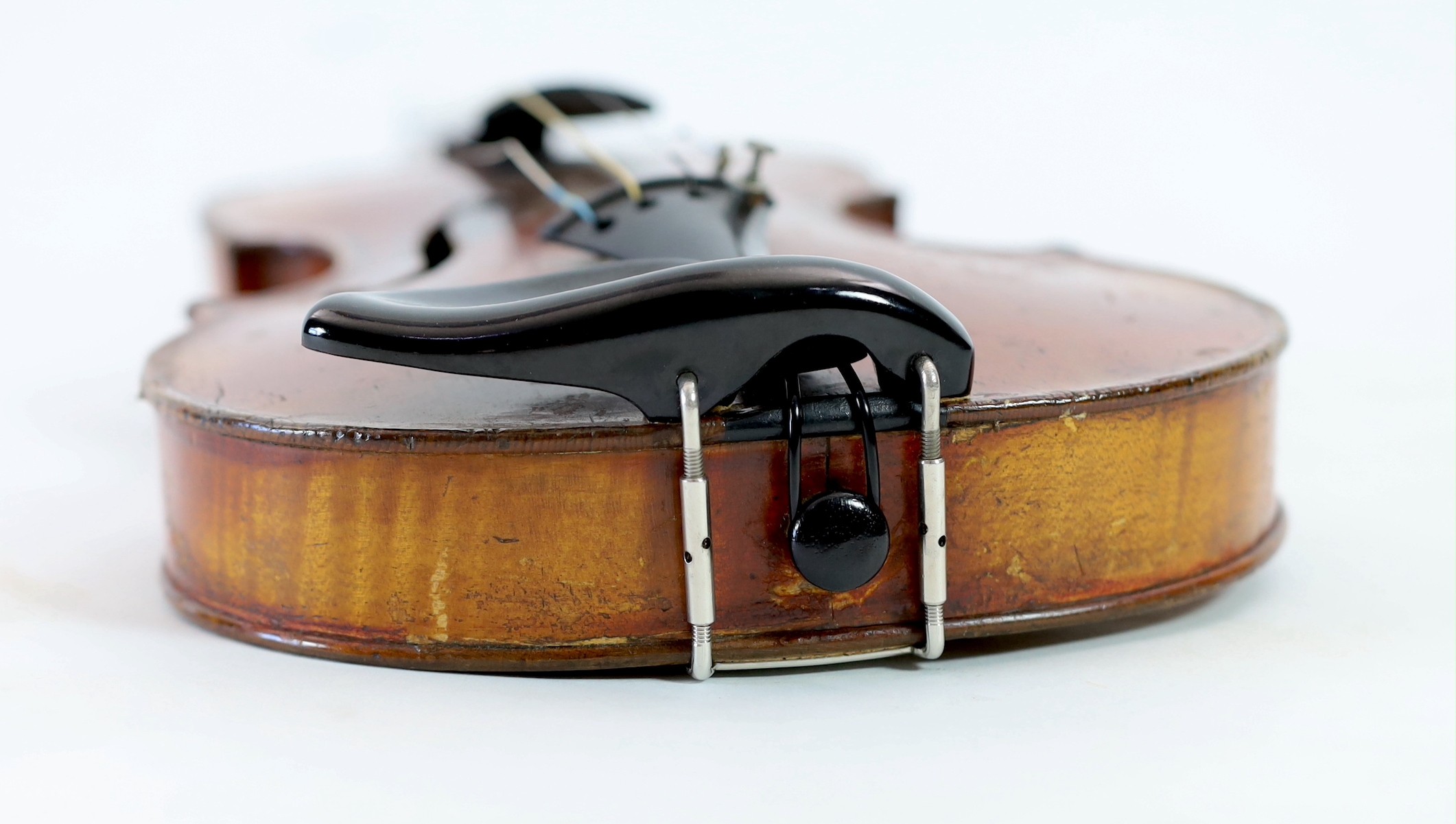 A 19th century French Grandjon school violin, labelled Joseph Guarnerins fecit Cremonae anno 1719 IHS, length of back 35.5 cm (14in.), cased